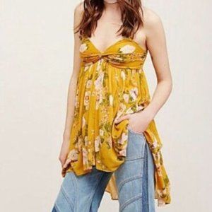 FREE PEOPLE Tunic MIRAGE Convertible Top Dress Floral Hi Lo Smocked Sheer NWT